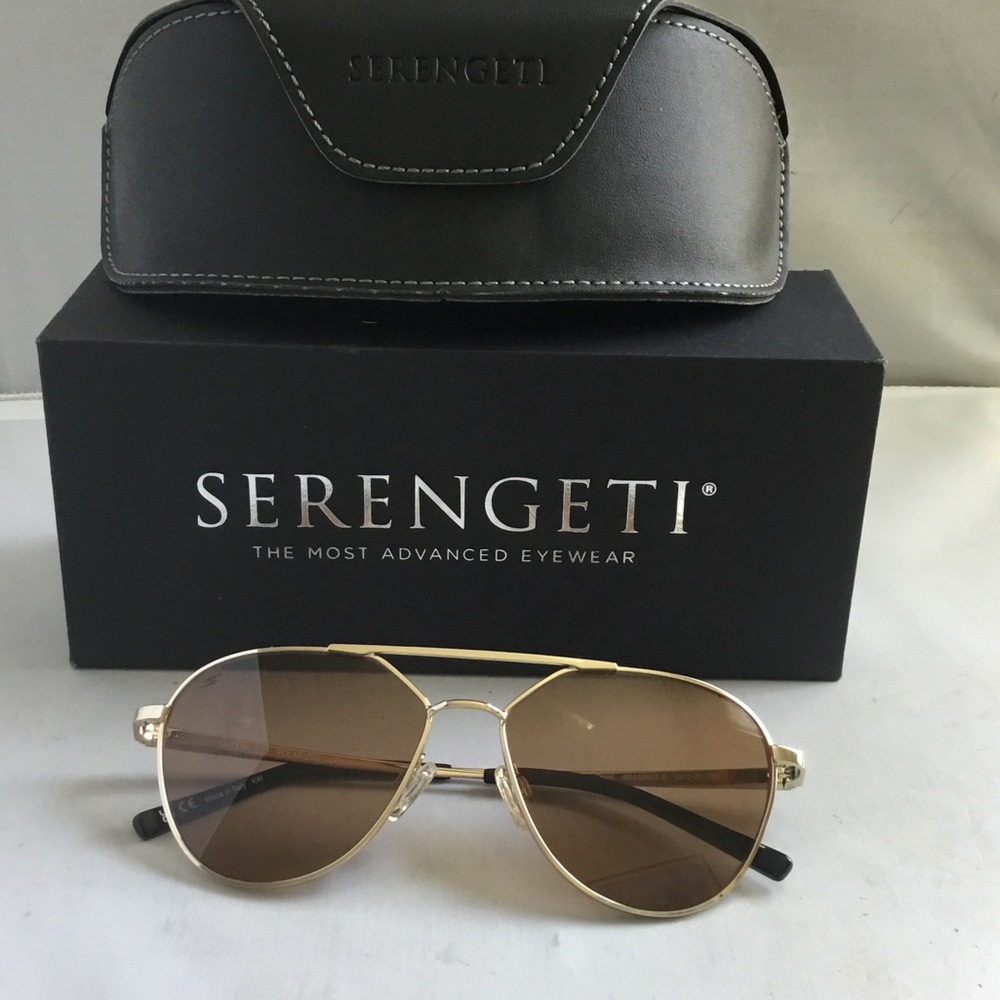 Serengeti Odell Polarized Gold Frame Sunglasses with Brown Lenses